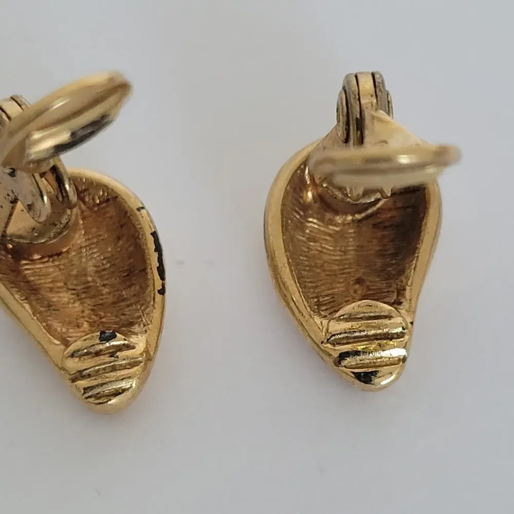 Vintage‎ Monet Knot Teardrop Gold Tone Clip on Earrings Round Glam Lot Of 2